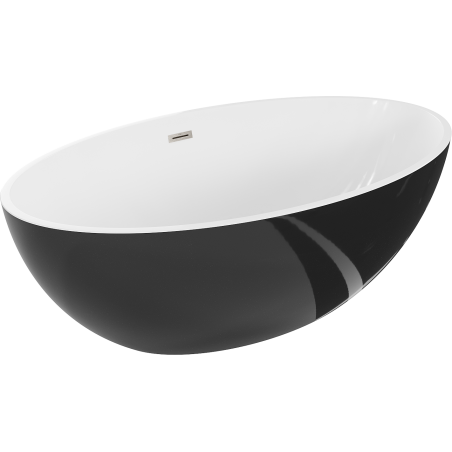 Mexen Nike freestanding bath 175 x 100 cm, white/black, brushed nickel overflow - 54071751075-97