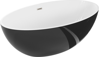 Mexen Nike freestanding bath 175 x 100 cm, white/black, brushed nickel overflow - 54071751075-97