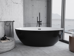 Mexen Nike freestanding bathtub 175 x 100 cm, white/black, black overflow - 54071751075-70