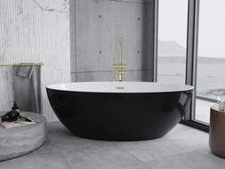Mexen Nike freestanding bathtub 175 x 100 cm, white/black, brushed gold drain - 54071751075-55