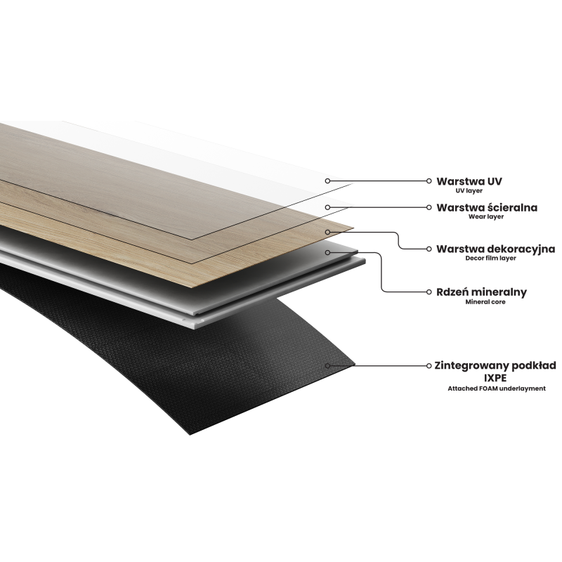 Mexen Salinas  vinyl panels 1240 x 182 mm SPC 6.5 mm, IXPE underlay 1.5 mm, 4 V-Groove, Oak - F1128-1240-182-505-4V1-01