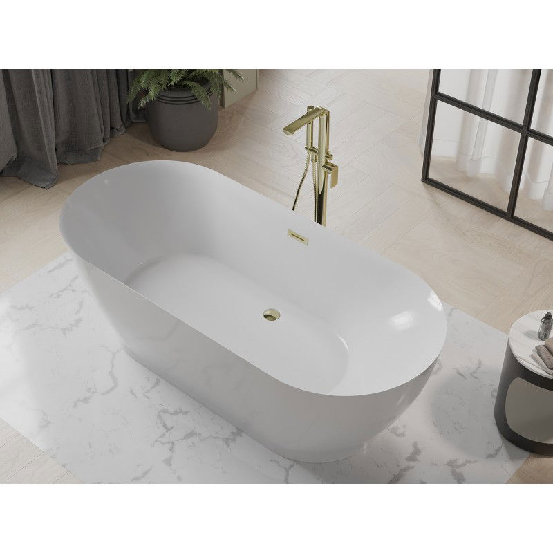 Mexen Roxy Freestanding Bathtub 180 x 85 cm, White, Gold Overflow - 51201808500-50