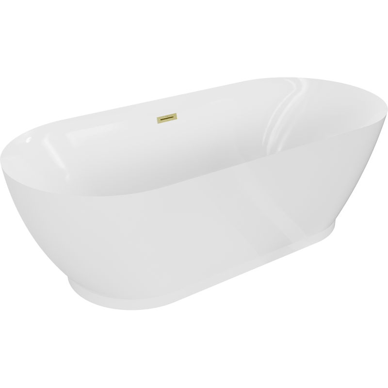 Mexen Roxy freestanding bathtub 180 x 85 cm, white, brushed gold overflow - 51201808500-55