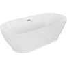 Mexen Roxy freestanding bath 180 x 85 cm, white, brushed gold overflow - 51201808500-55