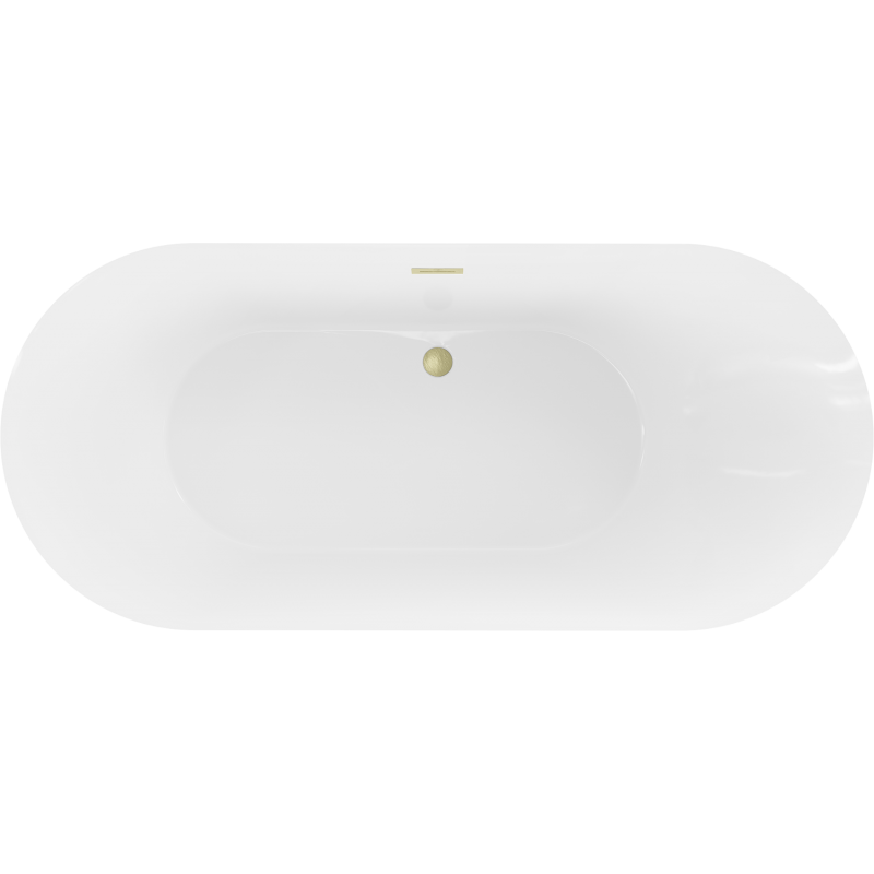 Mexen Roxy freestanding bath 180 x 85 cm, white, brushed gold overflow - 51201808500-55