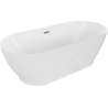 Mexen Roxy 180 x 85 cm Freestanding Bathtub, White, Brushed Copper Overflow - 51201808500-65