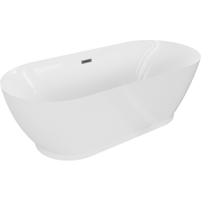 Mexen Roxy freestanding bath 180 x 85 cm, white, brushed gun gray overflow - 51201808500-66