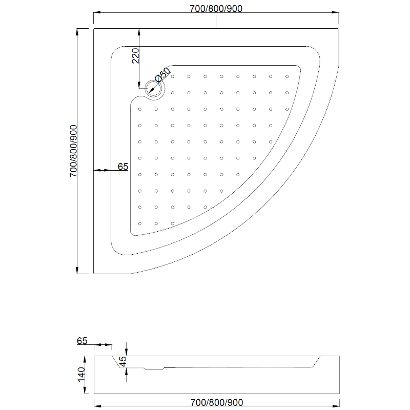 Mexen Rio semi-circular shower tray 70 x 70 cm, white - 47107070