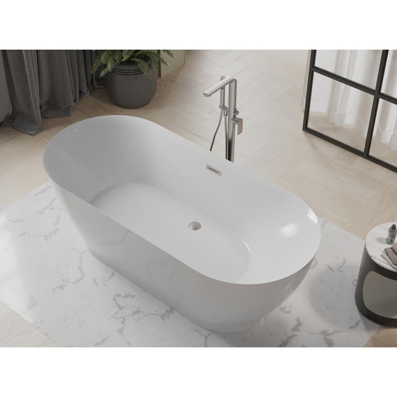 Mexen Roxy freestanding bathtub 180 x 85 cm, white, brushed nickel overflow - 51201808500-97