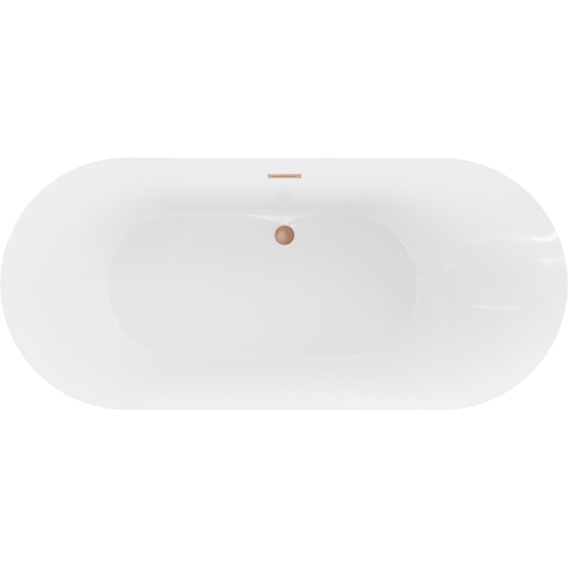 Mexen Roxy 180 x 85 cm Freestanding Bathtub, White, Brushed Copper Overflow - 51201808500-65
