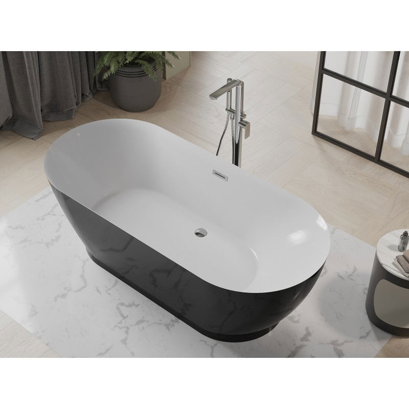 Mexen Roxy freestanding bathtub 180 x 85 cm, white/black, chrome overflow - 51201808575-01