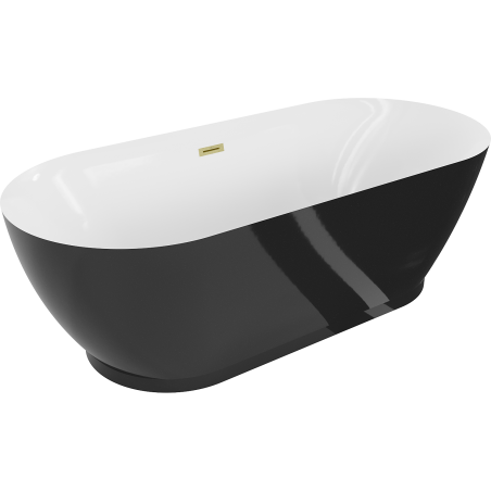 Mexen Roxy free-standing bathtub 180 x 85 cm, white/black, brushed gold overflow - 51201808575-55