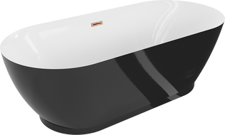 Mexen Roxy freestanding bath 180 x 85 cm, white/black, overflow rose gold - 51201808575-60