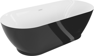 Mexen Roxy freestanding bath 180 x 85 cm, white/black, white overflow - 51201808575-20