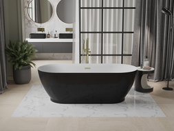 Mexen Roxy freestanding bath 180 x 85 cm, white/black, gold overflow - 51201808575-50