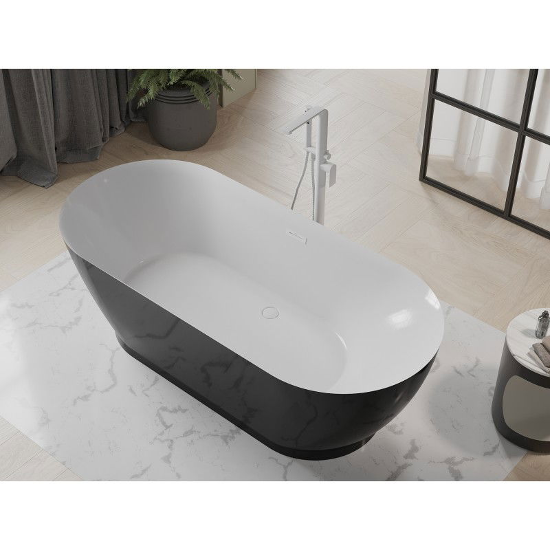 Mexen Roxy freestanding bath 180 x 85 cm, white/black, white overflow - 51201808575-20