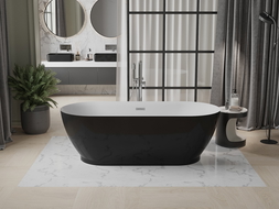 Mexen Roxy free-standing bathtub 180 x 85 cm, white/black, chrome overflow - 51201808575-01