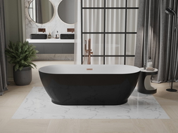 Mexen Roxy freestanding bath 180 x 85 cm, white/black, brushed copper overflow - 51201808575-65