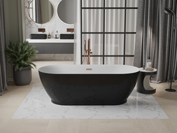 Mexen Roxy freestanding bathtub 180 x 85 cm, white/black, brushed copper overflow - 51201808575-65