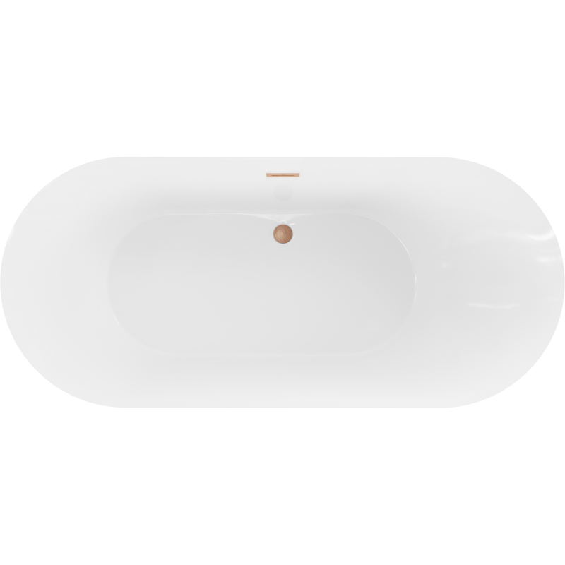 Mexen Roxy freestanding bath 180 x 85 cm, white/black, brushed copper overflow - 51201808575-65