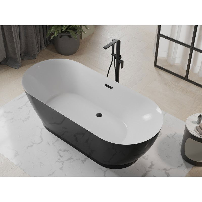 Mexen Roxy freestanding bathtub 180 x 85 cm, white/black, black overflow - 51201808575-70