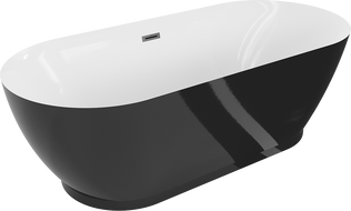 Mexen Roxy 180 x 85 cm Freestanding Bath, White/Black, Gun Metal Overflow - 51201808575-95