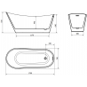 Mexen Alta Freestanding Bathtub 170 x 75 cm, White, Chrome Overflow - 52141707500-01