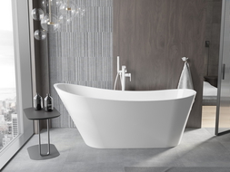 Mexen Alta freestanding bathtub 67 x 29.5 inches, white, white overflow - 52141707500-20