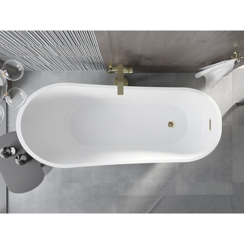 Mexen Alta freestanding bathtub 170 x 75 cm, white, gold overflow - 52141707500-50