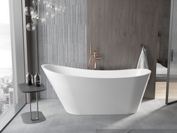 Mexen Alta Freestanding Bath 170 x 75 cm, White, Overflow Rose Gold - 52141707500-60