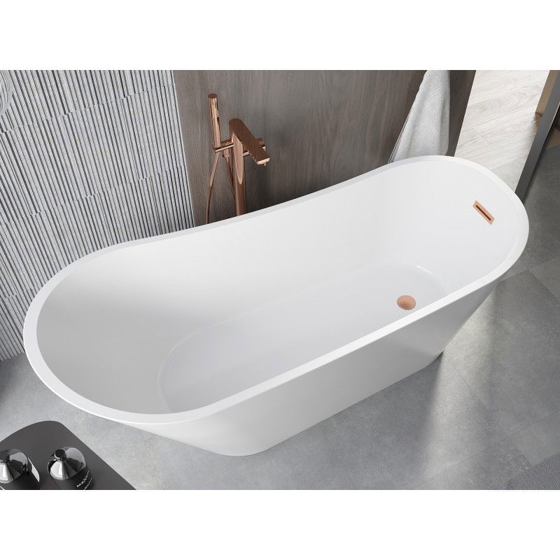 Mexen Alta freestanding bath 170 x 75 cm, white, brushed copper overflow - 52141707500-65