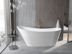 Mexen Alta freestanding bath 170 x 75 cm, white, brushed copper overflow - 52141707500-65