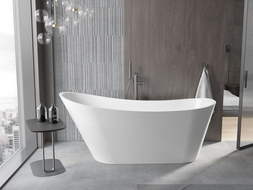 Mexen Alta freestanding bathtub 170 x 75 cm, white, brushed gun gray overflow - 52141707500-66