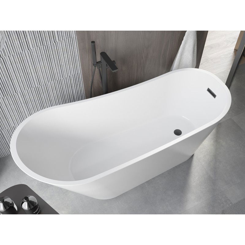 Mexen Alta Freestanding Bath 170 x 75 cm, White, Black Overflow - 52141707500-70
