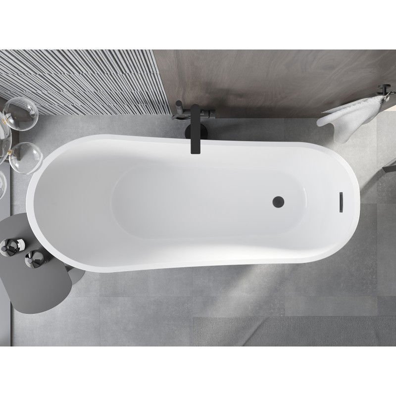 Mexen Alta Freestanding Bath 170 x 75 cm, White, Black Overflow - 52141707500-70