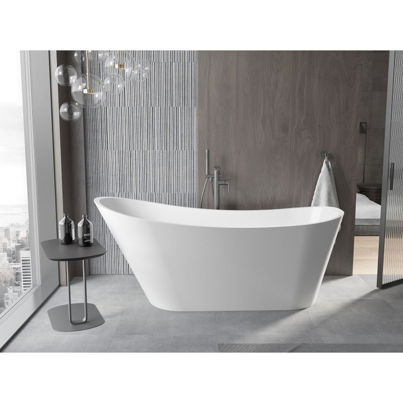 Mexen Alta 170 x 75 cm Freestanding Bath, White, Gun Metal Overflow - 52141707500-95