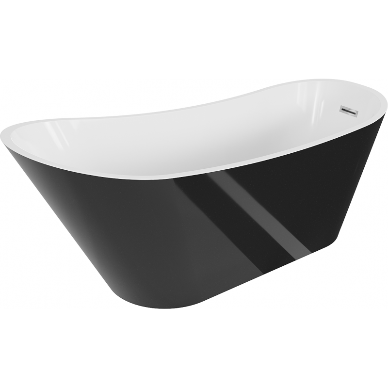 Mexen Alta freestanding bath 170 x 75 cm, white/black, chrome overflow - 52141707575-01