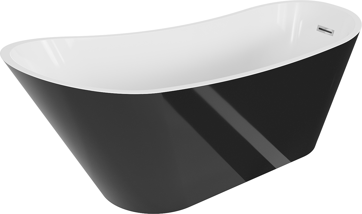 Mexen Alta freestanding bathtub 170 x 75 cm, white/black, chrome overflow - 52141707575-01