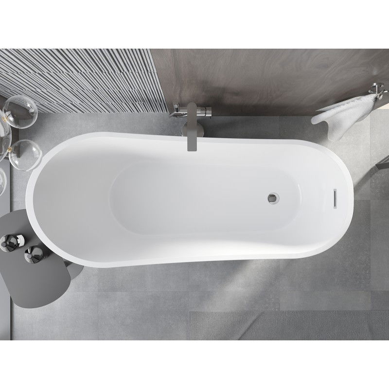 Mexen Alta freestanding bath 170 x 75 cm, white/black, chrome overflow - 52141707575-01