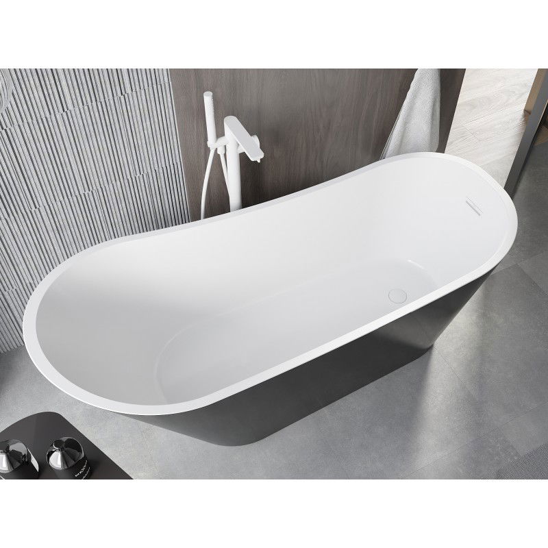 Mexen Alta freestanding bath 170 x 75 cm, white/black, white overflow - 52141707575-20