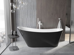 Mexen Alta freestanding bathtub 67 x 29.5 in, white/black, white overflow - 52141707575-20