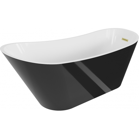 Mexen Alta freestanding bathtub 67 x 29.5 in, white/black, brushed gold overflow - 52141707575-55