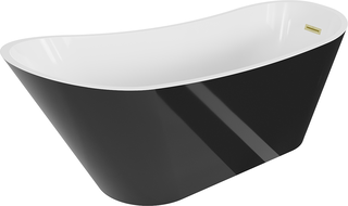 Mexen Alta freestanding bathtub 67 x 29.5 in, white/black, brushed gold overflow - 52141707575-55