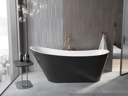 Mexen Alta freestanding bathtub 170 x 75 cm, white/black, rose gold overflow - 52141707575-60