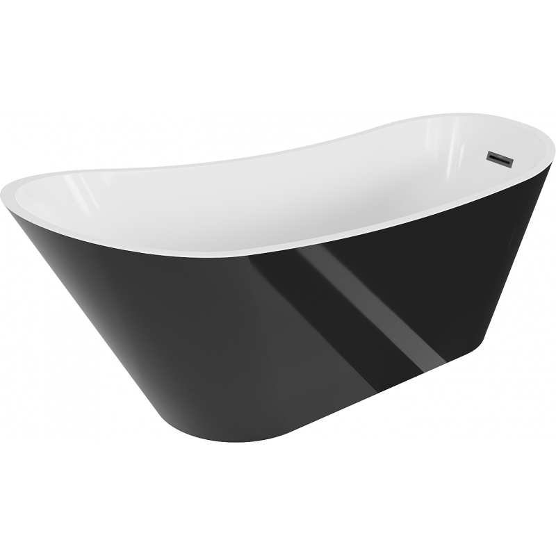 Mexen Alta freestanding bath 170 x 75 cm, white/black, black overflow - 52141707575-70