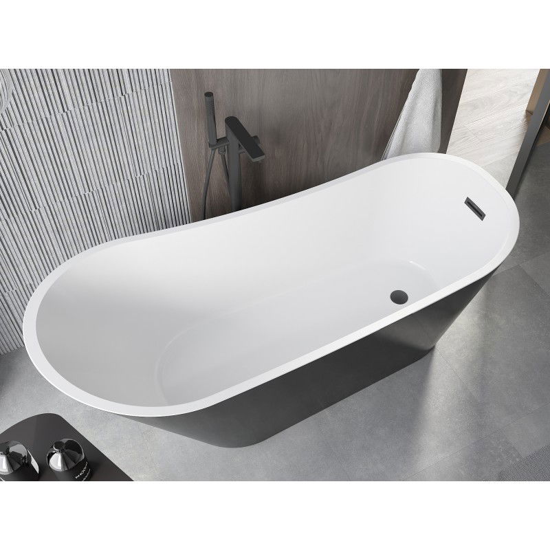 Mexen Alta freestanding bath 170 x 75 cm, white/black, black overflow - 52141707575-70