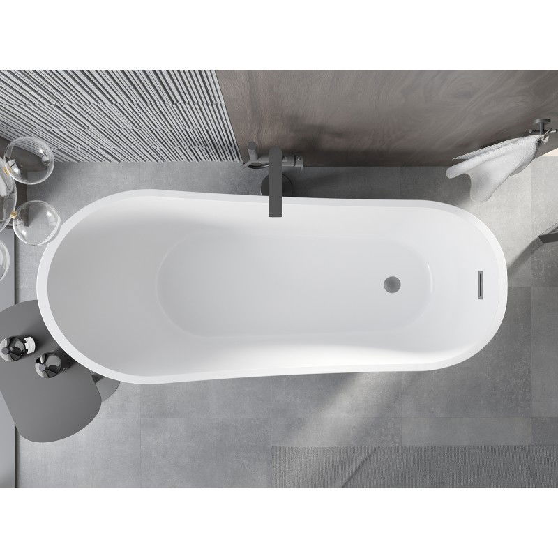Mexen Alta freestanding bath 170 x 75 cm, white/black, overflow gun metal - 52141707575-95