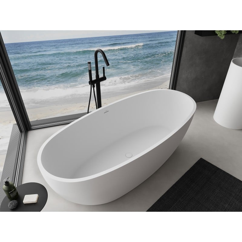 Mexen Torino freestanding bathtub made of conglomerate 155 x 78 cm, white matt - 57271557800