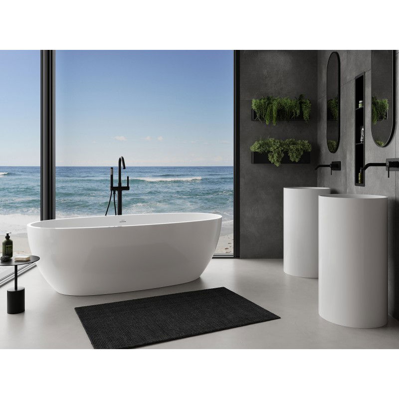 Mexen Torino freestanding bath made of conglomerate 155 x 78 cm, white gloss - 57271557810