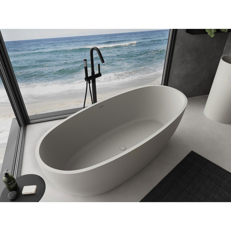 Mexen Torino freestanding bathtub made of conglomerate 155 x 78 cm, matte concrete - 57271557861